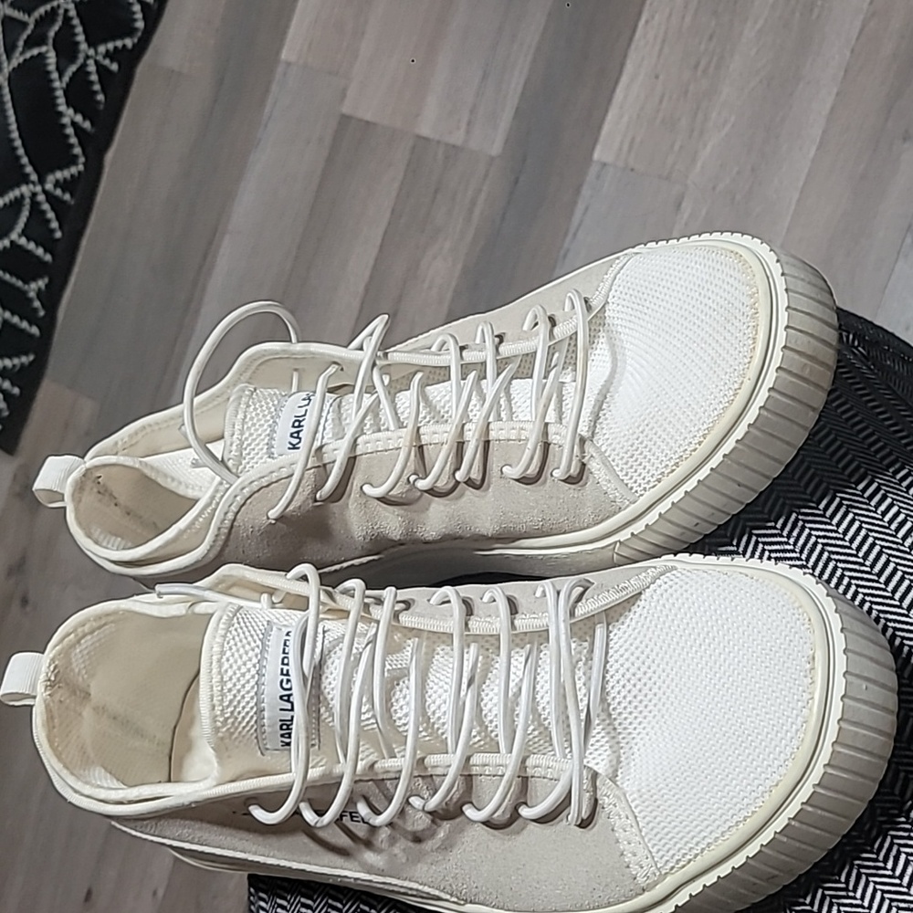 Karl Lagerfeld Off-White Suede Sneakers Size 11 Men's - Picture 8 of 8